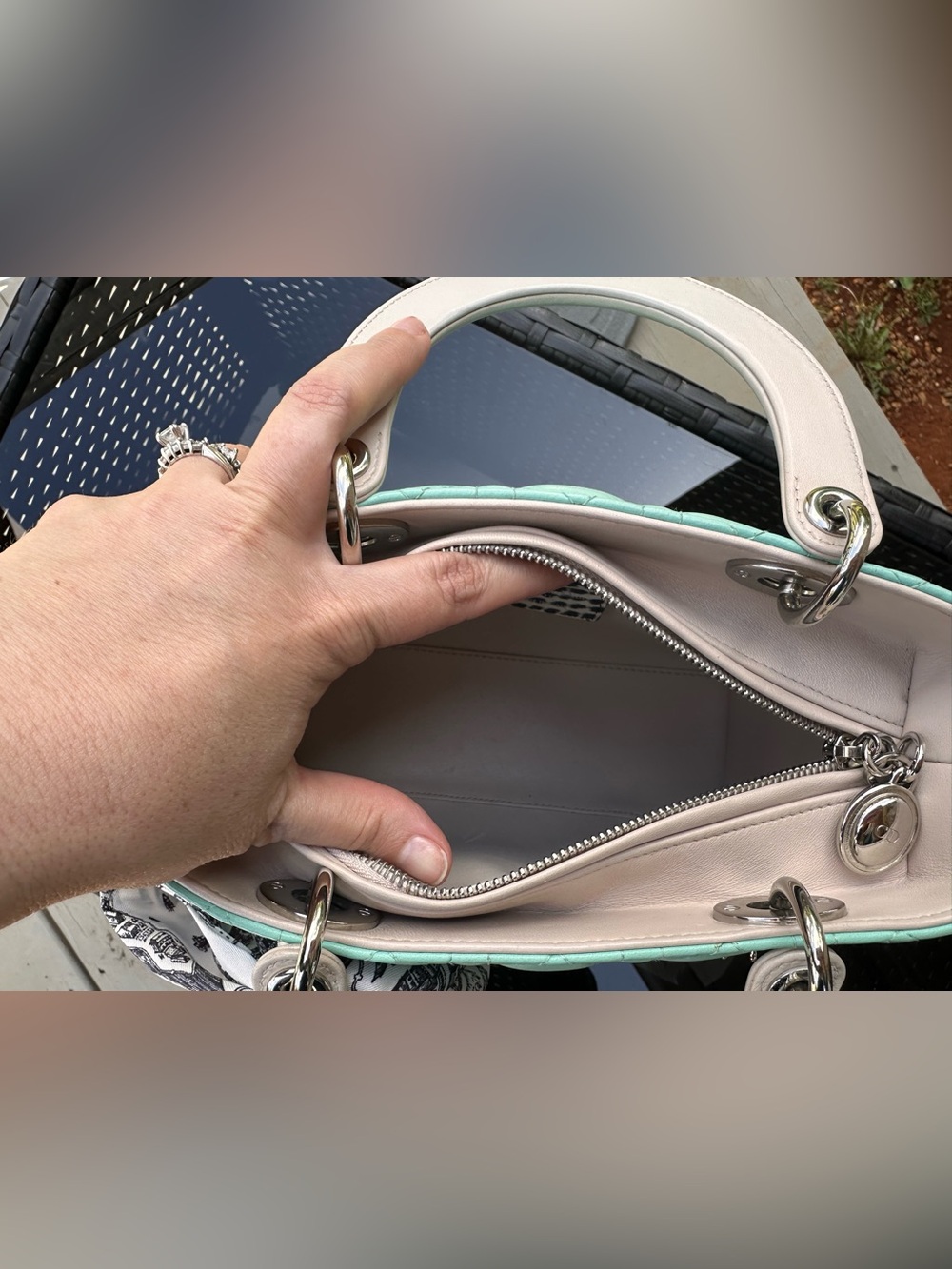 Christian Dior Lady Dior Python Tri-Tone bag with Silver Hardware. - Picture 8 of 11